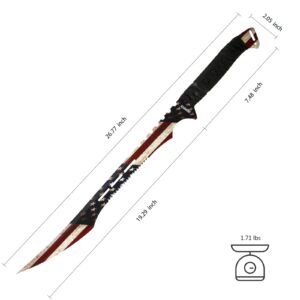 DISPATCH 2pc Ninja Twin Katana Samurai Sword Machete Fixed Blade Combat Set with Sheath for Hunting, Outdoor Camping, Survival