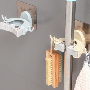 2pcs Hook up Wall Mounted Mop Holder Broom Organizer Wall-mounted Mop Holder Mop Hanger Broom Hook Mop Organizer Punch- Mop Hook Broom Holder Mop Clip Broom Hanger