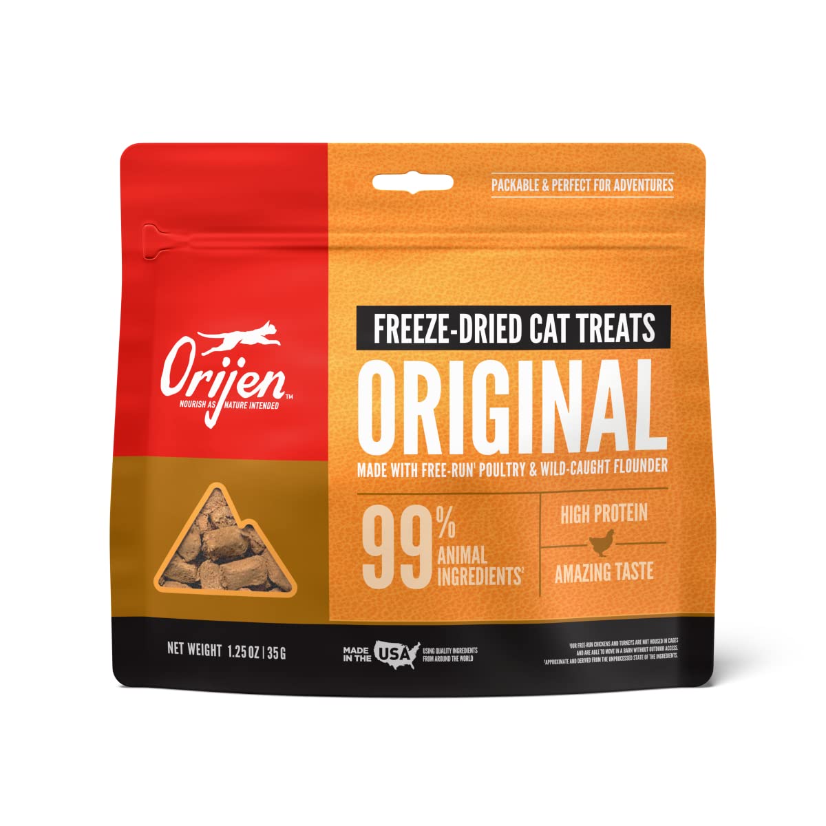 ORIJEN Freeze Dried Cat Treats, Original and OXO Good Grips Pet POP Container – 1.1 Qt