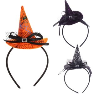 erioctry 3pcs halloween witch headbands pumpkin hair hoop photo props mini pointy witch hat halloween costume party festival cosplay prom party