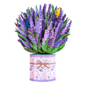 greeting art floral pop up birthday card, lavender, 22x20cm