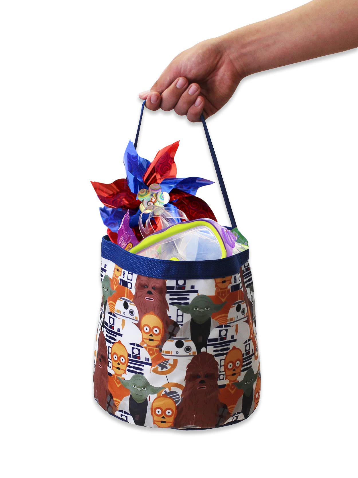 Disney Star Wars Yoda Collapsible Nylon Basket Bucket Tote Bag (One Size, Blue)