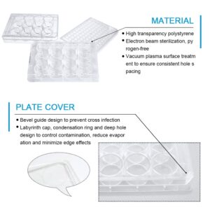 ADAMAS-BETA 12-Well Sterile Culture Plate, TC Treated Cell Culture Plates Tissue Culture Treated Plate, Individually Wrapped, Pack of 10