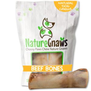 nature gnaws beef marrow bones for dogs 5-6" (2 count) - long lasting for aggressive chewers and large dogs - natural dental chews