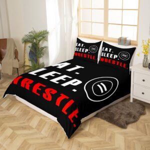 Wrestle Duvet Cover Sports Theme Bedding Set for Kids Boys Girls Teens Room Wrestling Decor Comforter Cover Set Super Soft Bedspread Cover 2Pcs Zipper Twin Size