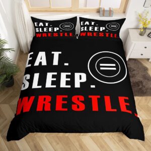 wrestle duvet cover sports theme bedding set for kids boys girls teens room wrestling decor comforter cover set super soft bedspread cover 2pcs zipper twin size