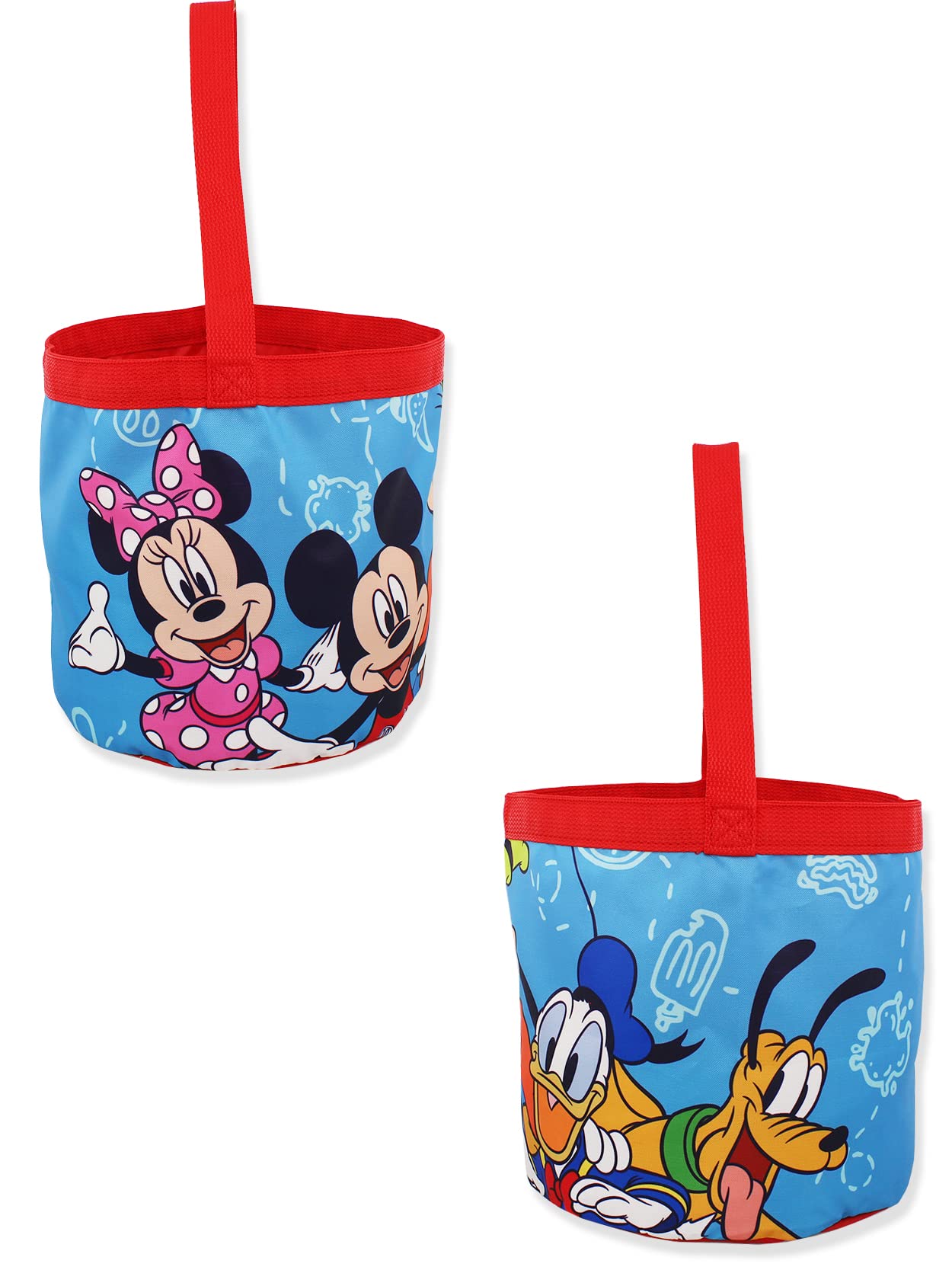 Mickey and Friends Collapsible Nylon Basket Bucket Tote Bag (One Size, Blue)