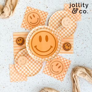 Jollity Party Supplies Peace & Love Smile Dessert Plates Great For Spring, Baby Showers, Bridal Showers, Event And Birthday Decorations Paper, 8 Pack Yellow Dinner