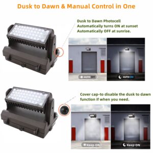 Rotatable LED Wall Pack Light with Dusk to Dawn Photocell, 80W 10400LM 400-600W HPS/HID Equiv., 5000K Daylight ETL Commercial Outdoor Security Lighting for Warehouse, Entrance, Parking, Garage