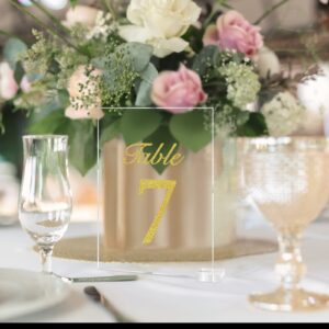 25 Pcs 5 x 7 Inch Acrylic Wedding Table Numbers 1-25 with Stand Clear Acrylic Table Number Holder Printed Numbers Table Place Signs Decoration for Wedding Reception Event Party Restaurant