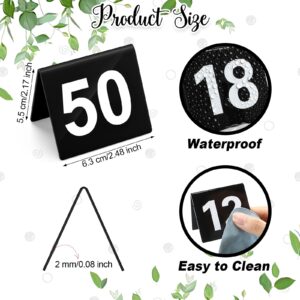 Tuanse Table Numbers 1-50 Acrylic Double Side Numbered Table Tents Restaurant Wedding Table Number Table Tent Numbers Cards Signs for Banquets Party Wedding Reception Plastic Table Numbers (Black)