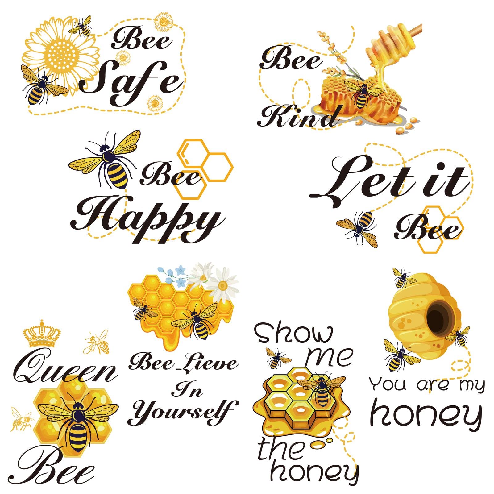 CRASPIRE 8 Sheets Bee Wall Decals Honey Window Clings Self-Adhesive Sunflower Wall Sticker Inspirational Quotes Decor Peel and Stick for Home Office Nursery Birthday Party Fridge Bedroom Bathroom