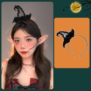 Soochat Halloween Witch Hat Headband, Witch Hat with Flower Hair Hoop for Halloween Costume Dress up Party Supplies