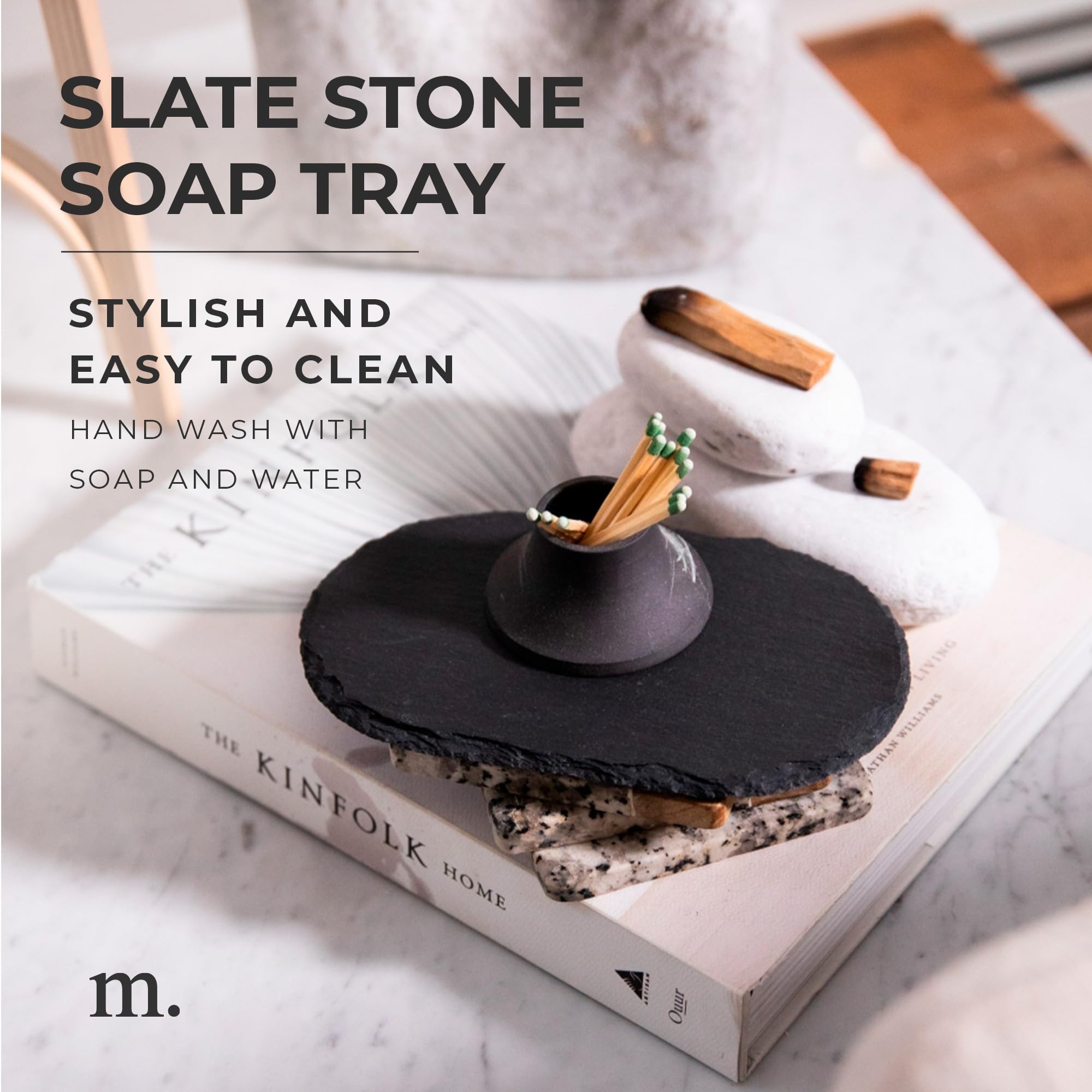 MaisoNovo Stone Soap Tray - Dish Soap Tray for Bathroom CounterTop - Soap Dispenser Tray - Bathroom Trays for Counter - Bathroom Stone Tray