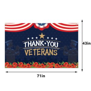 Veterans Day Backdrop Thank You Veterans Banner Patriotic Decor Veterans Day Memorial Day 4th of July Fourth of July Patriotic Decoration for Home