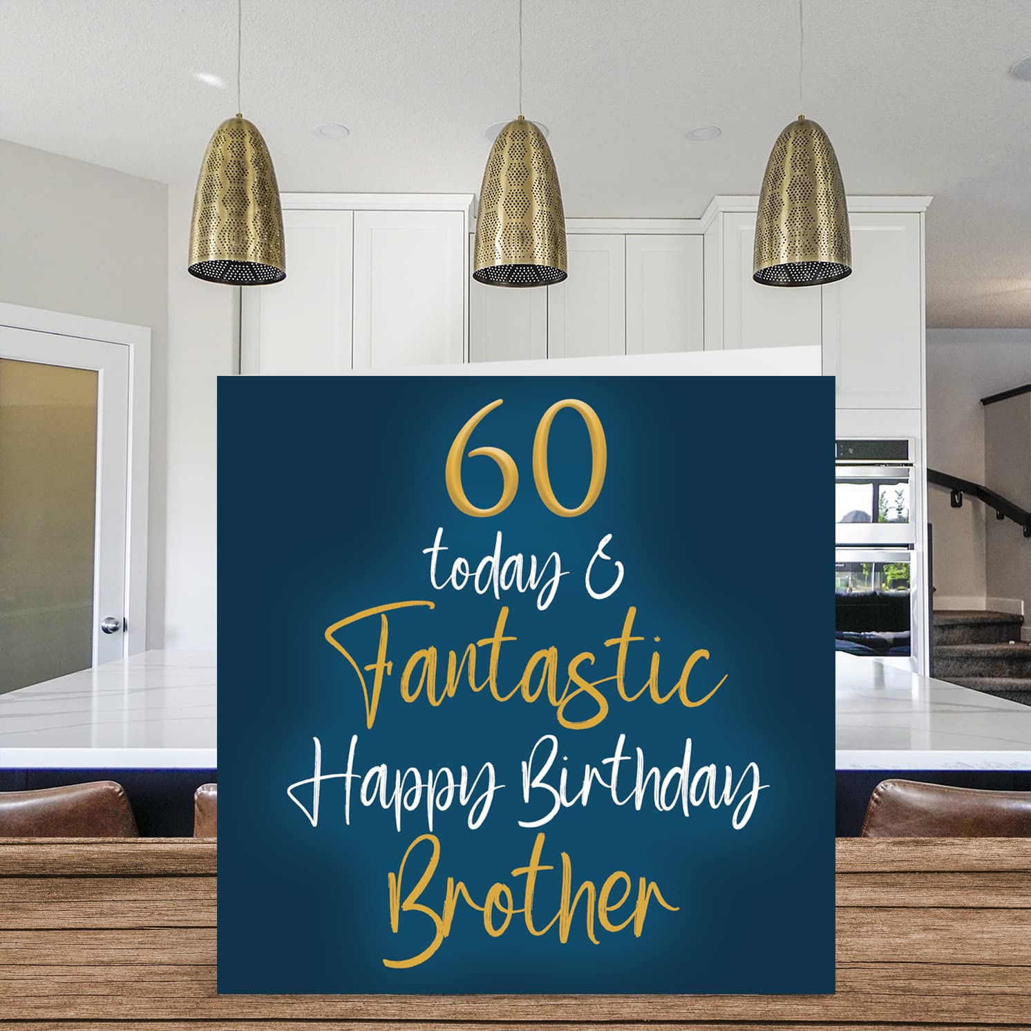 Fantastic 60th Birthday Cards for Brother - 60 Today & Fantastic - Happy Birthday Card for Brother from Sister, Brother Birthday Gifts, 5.7 x 5.7 Inch Sibling Greeting Cards Gift for Brother