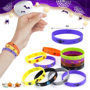 xutengy 48Pcs Halloween Party Favors Decorations Slap Bracelets Rubber Wristbands, Trick or Treat Party Favors, Classroom Prizes, Halloween Party Gift Treat Bag Filler Supply