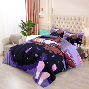 FJKJHKGJ African American Black Girl Twin Bedding Set, Twin Bed Comforter Sets for Girls Black Girl Magic Comforter Set Purple Twin Size Cute 2 Piece Quilt Set, 1 Comforter + 1 Pillowcase