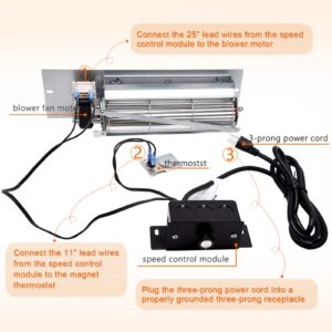 Replacement Fireplace Blower Fan Kit for Majestic 36BDVRRN, 36BDVR, 36BDVR RN, 36BDVT, 33BDVR 39BDVR Fireplace, FK24 Fireplace Blower Kit for Majestic, Majestic 54103 Fan, Rotom HBRB65 HB-RB65