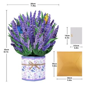 GREETING ART Floral Pop Up Birthday Card, Lavender, 22x20cm