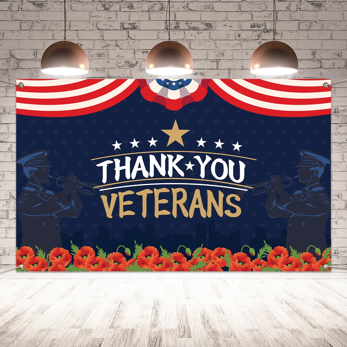 Veterans Day Backdrop Thank You Veterans Banner Patriotic Decor Veterans Day Memorial Day 4th of July Fourth of July Patriotic Decoration for Home