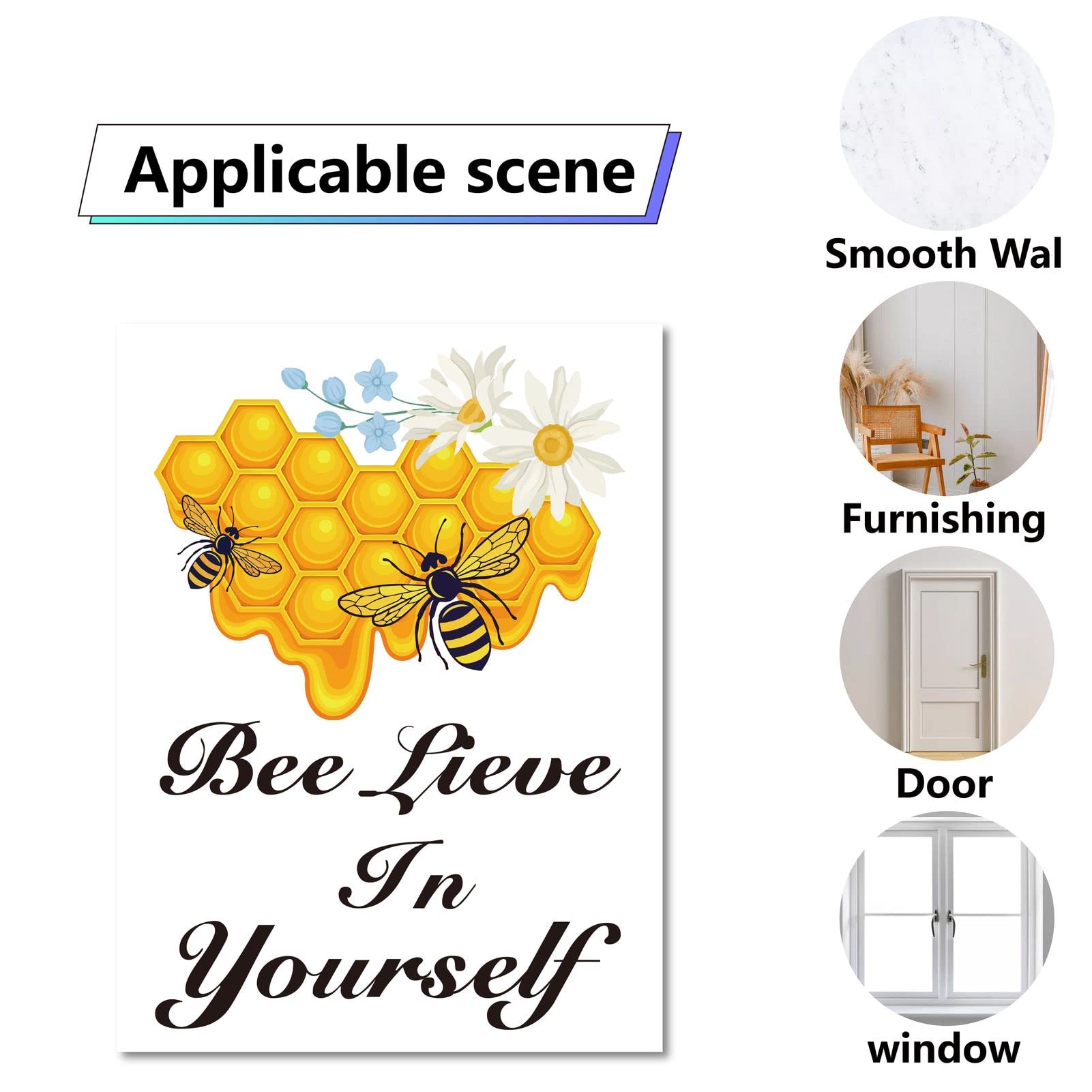 CRASPIRE 8 Sheets Bee Wall Decals Honey Window Clings Self-Adhesive Sunflower Wall Sticker Inspirational Quotes Decor Peel and Stick for Home Office Nursery Birthday Party Fridge Bedroom Bathroom