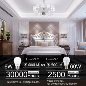 comzler E26 LED Ceiling Fan Light Bulbs 3000K Soft Warm White, 60 Watt Equivalent Light Bulbs, A15 LED Refrigerator Light Bulb, E26 Base Small Light Bulb, Eye Protection, 120V, 600LM, CRI 85+, 6 Pack