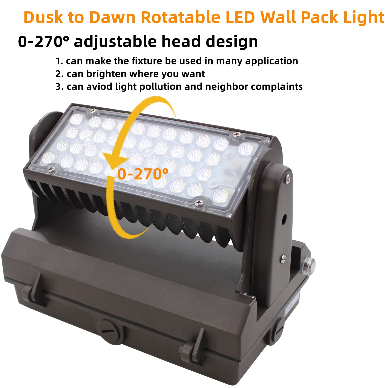 Rotatable LED Wall Pack Light with Dusk to Dawn Photocell, 80W 10400LM 400-600W HPS/HID Equiv., 5000K Daylight ETL Commercial Outdoor Security Lighting for Warehouse, Entrance, Parking, Garage