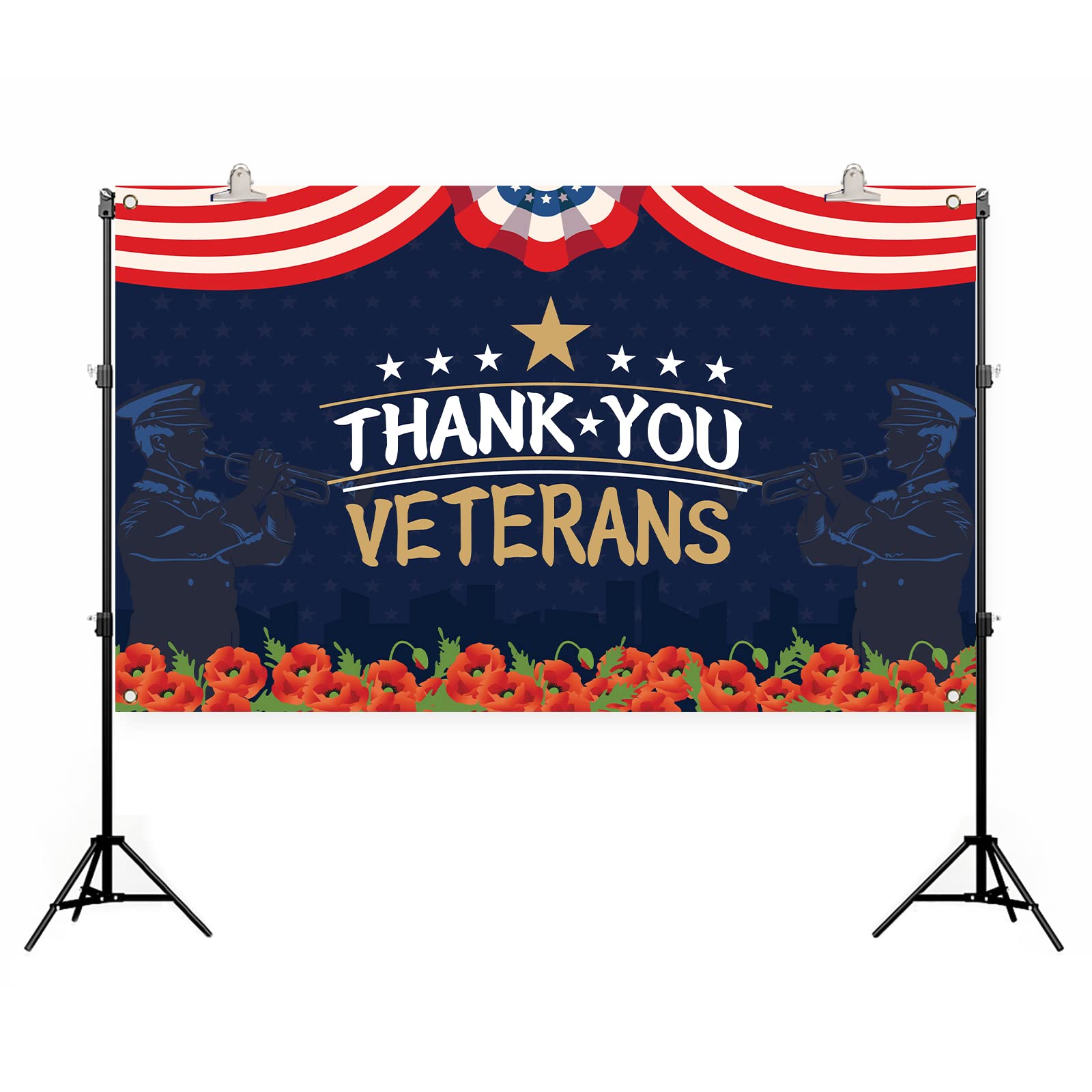 Veterans Day Backdrop Thank You Veterans Banner Patriotic Decor Veterans Day Memorial Day 4th of July Fourth of July Patriotic Decoration for Home