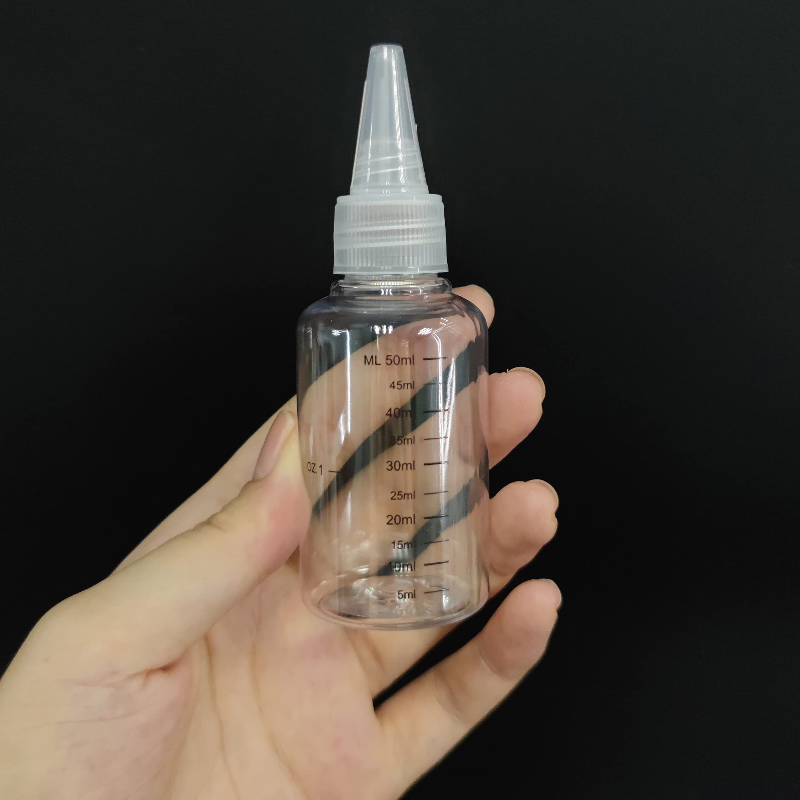 NANSHINE 10pcs 60ml(2oz) Plastic Bottle Pointed Mouth Top Cap Transparent Dispensing Bottle Squeeze Bottle with Graduated Measurement For Arts Crafts,Liquids,Inks,Oils,Shampoo,Lotion