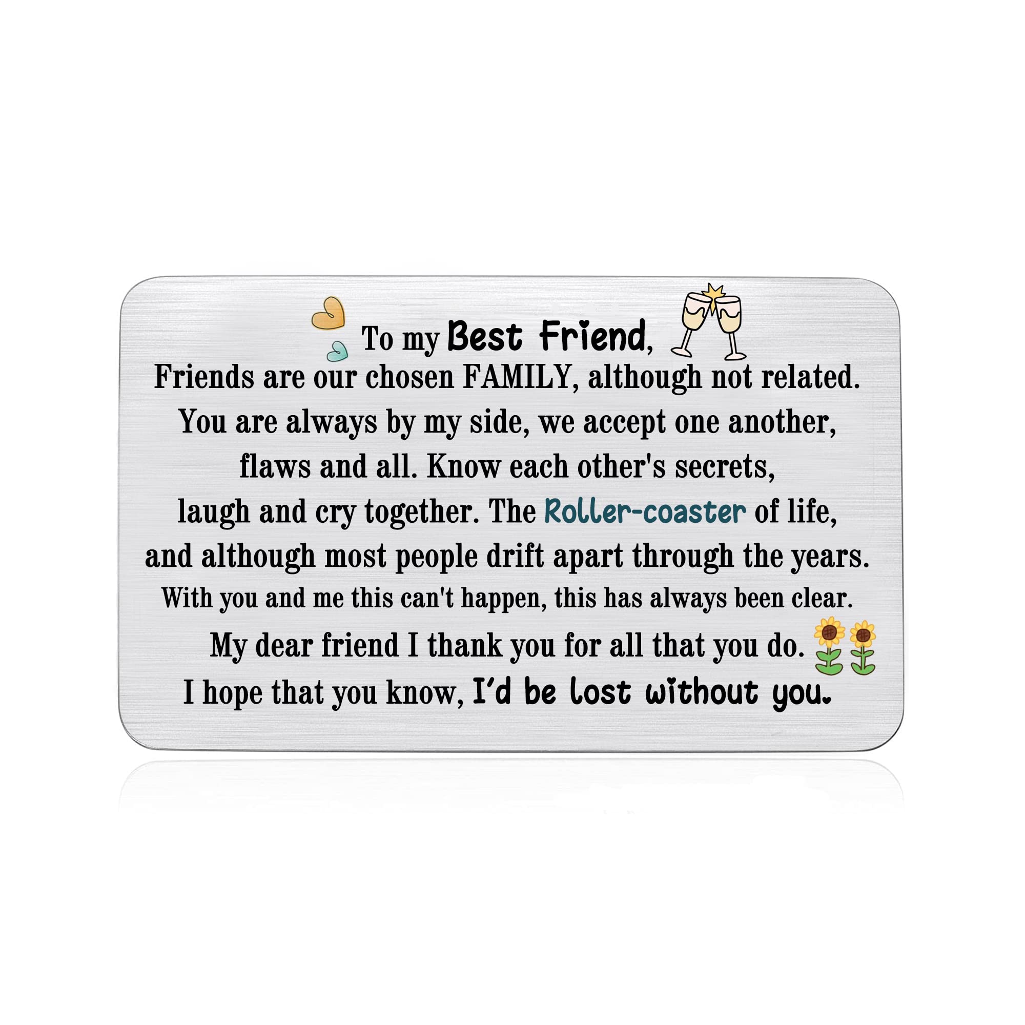 Best Friend Wallet Insert Card Birthday Greeting Cards Friendship appreciation Graduation Farewell Gift Personalized Good Friends Thank You Pocket Card Go to University Christmas Keepsake Teens Unisex