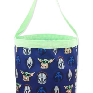 Disney Star Wars Mandalorian Yoda Collapsible Nylon Basket Bucket Tote Bag (One Size, Blue)