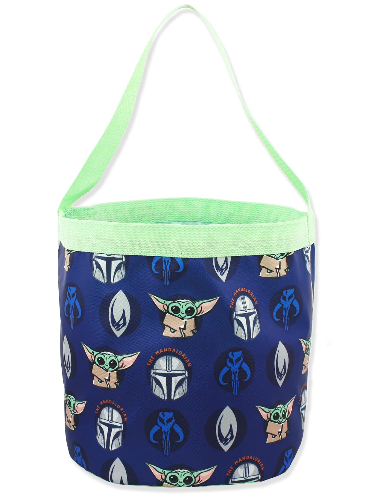 Disney Star Wars Mandalorian Yoda Collapsible Nylon Basket Bucket Tote Bag (One Size, Blue)