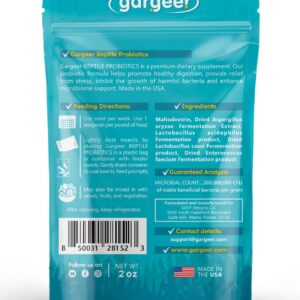 Gargeer Reptile Probiotics. Improve Appetite, Digestion and Boost Immune System. Supplement 10-12 Pounds of Food with Our 2 Oz Bag. Enjoy!