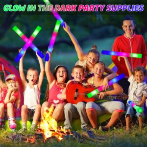 BUDI Glow Sticks Bulk 32 Pcs LED Foam Sticks with 3 Modes Colorful Flashing Glow in the Dark Party Supplies for Wedding Raves Glow Sticks Wedding Birthday Concert Glow Party Camping Accessories