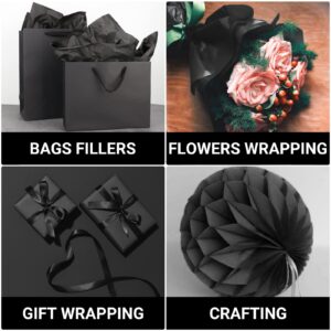 EUSOAR Black Wrapping Tissue Paper, 20x30 inches 200pcs Present Packing Tissue Paper, Tissue Paper Crafts, Tissue Paper Bulk, for DIY Crafts Decorative Tissue Paper Art Craft Birthday Party Festival