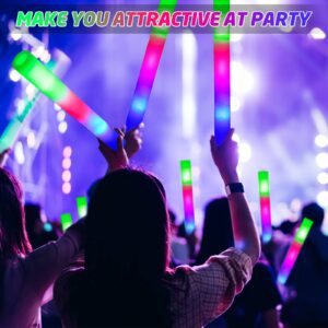 BUDI Glow Sticks Bulk 32 Pcs LED Foam Sticks with 3 Modes Colorful Flashing Glow in the Dark Party Supplies for Wedding Raves Glow Sticks Wedding Birthday Concert Glow Party Camping Accessories