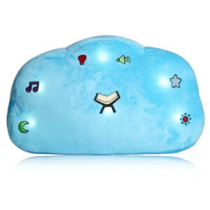 kids plush quran pillow, blue cloud shape plushed stuffed quran pillow quran learning pillow with led light