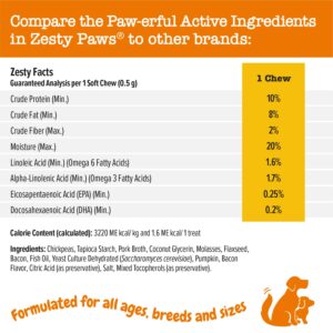 Zesty Paws Training Treats for Dogs & Puppies - Healthy Dog Treats for Hip, Joint & Muscle Health - Puppy Training Treats - for All Breeds and Ages - Dog Treats for Training - Bacon Flavor - 12oz