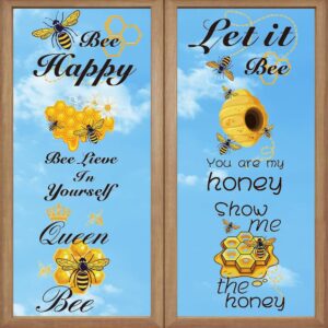 CRASPIRE 8 Sheets Bee Wall Decals Honey Window Clings Self-Adhesive Sunflower Wall Sticker Inspirational Quotes Decor Peel and Stick for Home Office Nursery Birthday Party Fridge Bedroom Bathroom