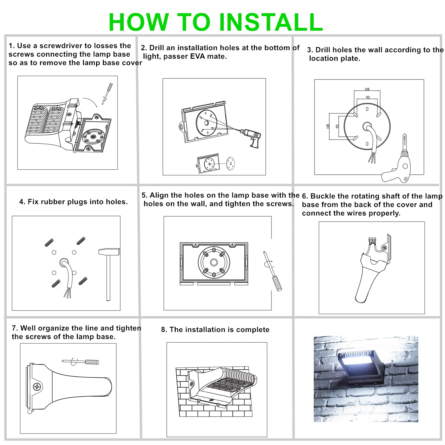 Rotatable LED Wall Pack Light with Dusk to Dawn Photocell, 80W 10400LM 400-600W HPS/HID Equiv., 5000K Daylight ETL Commercial Outdoor Security Lighting for Warehouse, Entrance, Parking, Garage