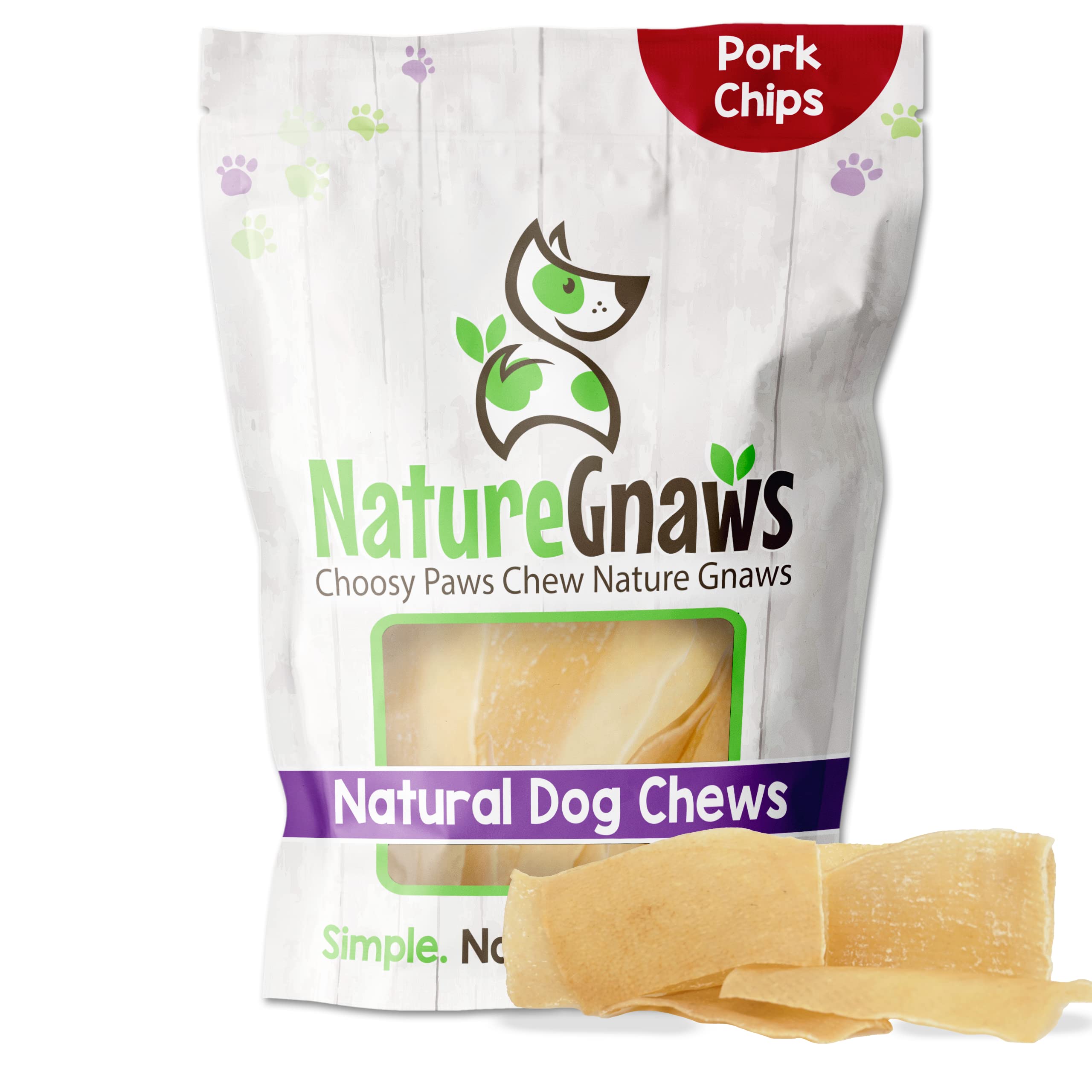 Nature Gnaws Pork Skin Chews for Dogs - Premium Natural Tasty Jerky Treats - Long Lasting Dog Chew Bones - Rawhide Free