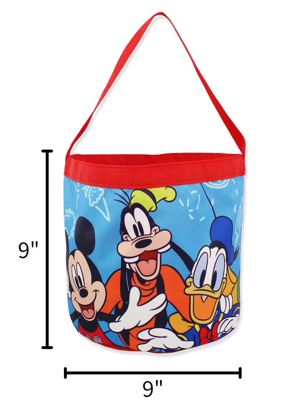 Mickey and Friends Collapsible Nylon Basket Bucket Tote Bag (One Size, Blue)