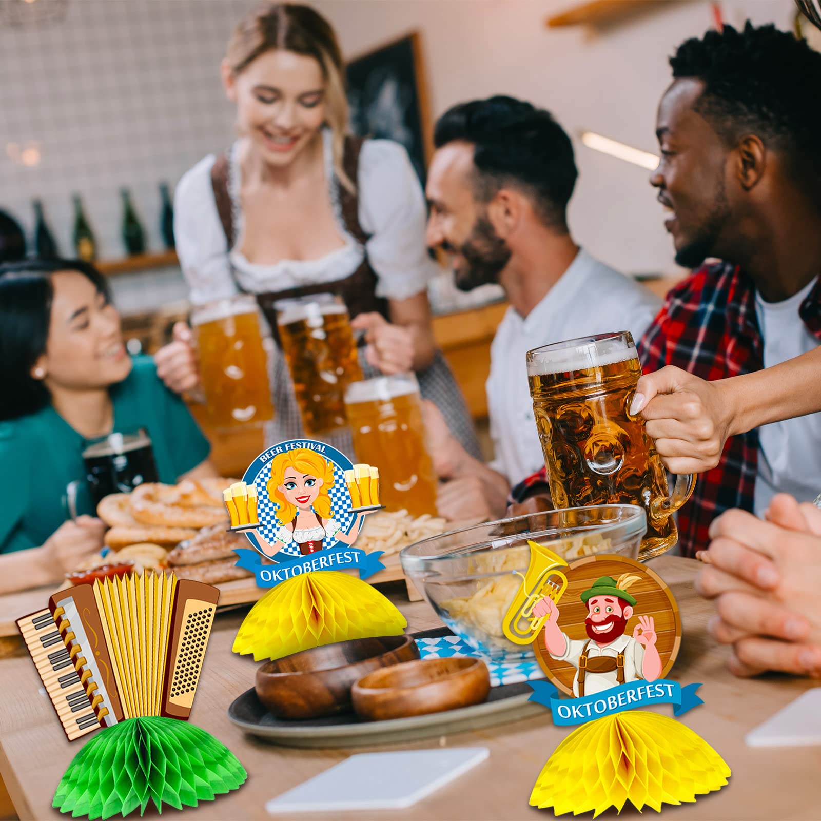 10 PCS Oktoberfest Party Decorations Oktoberfest Honeycomb Centerpieces Oktoberfest Table Centerpieces Bavaria Theme Party Supplies Beer Party Table Decorations German Beer Festival Decorations