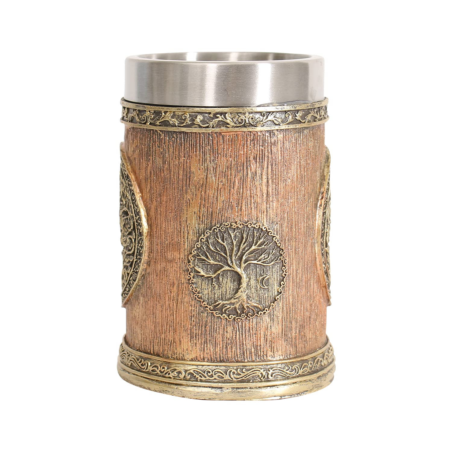 Ottalent 18fl oz Nordic Mythology World Tree Yggdrasil Beer Stein Mug, Stainless Steel TheTree of Life Coffee Drink Cup for Men and Father’s Day Gift 600ml