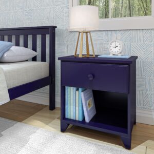 max & lily classic wood nightstand with 1 drawer, kids bedside table/end table, small nightstand for bedroom, natural