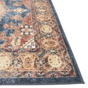 Rugs.com Eden Collection Rug – 2' x 3' Blue Medium Rug Perfect for Entryways, Kitchens, Breakfast Nooks, Accent Pieces