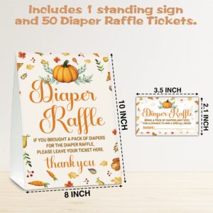 Fall Baby Shower Invitations Set, Thanksgiving Baby Shower Games, Pumpkin Diaper Raffle Sign & 25 Diaper Raffle Tickets, 25 Book Request Cards, 25 Baby Shower Invitations, 25 Thank You Cards (FALL02)