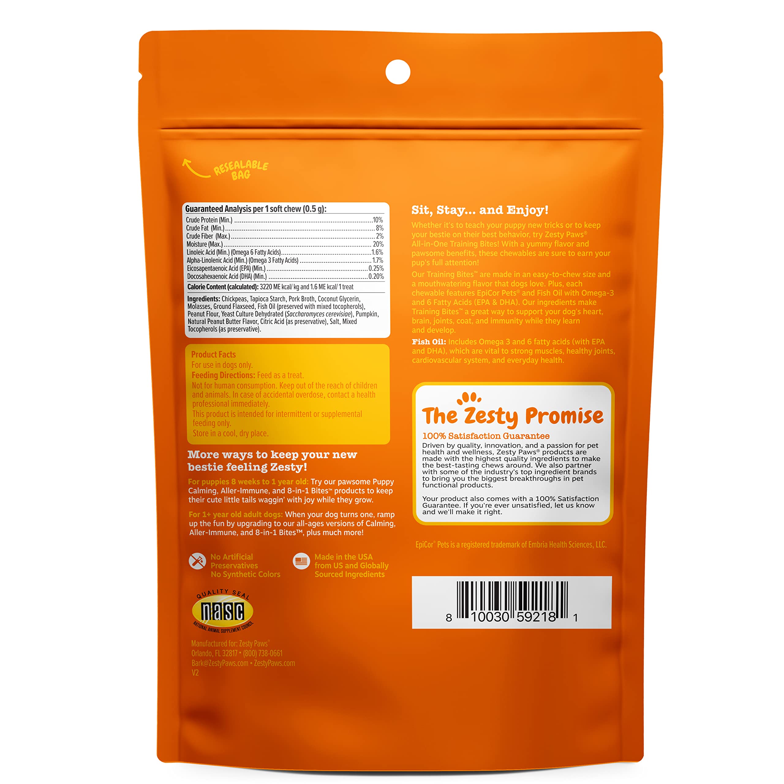 Zesty Paws Training Treats for Dogs & Puppies - Healthy Dog Treats for Hip, Joint & Muscle Health - Puppy Training Treats - for All Breeds and Ages - Dog Treats for Training - PB Flavor - 8oz