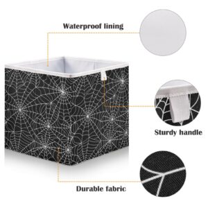 Bolaz Halloween Gray Spider Web Closet Organizers Storage Cubes Storage Bins Shelf Baskets Containers for Home Kids Room Toys Office,Rectangle